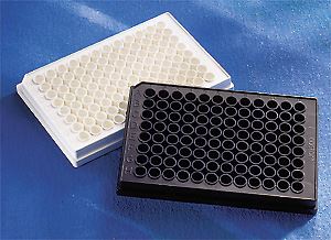 3916 95 Well Solid Black Flat Bottom Polystyrene TC-Tre For Cheap